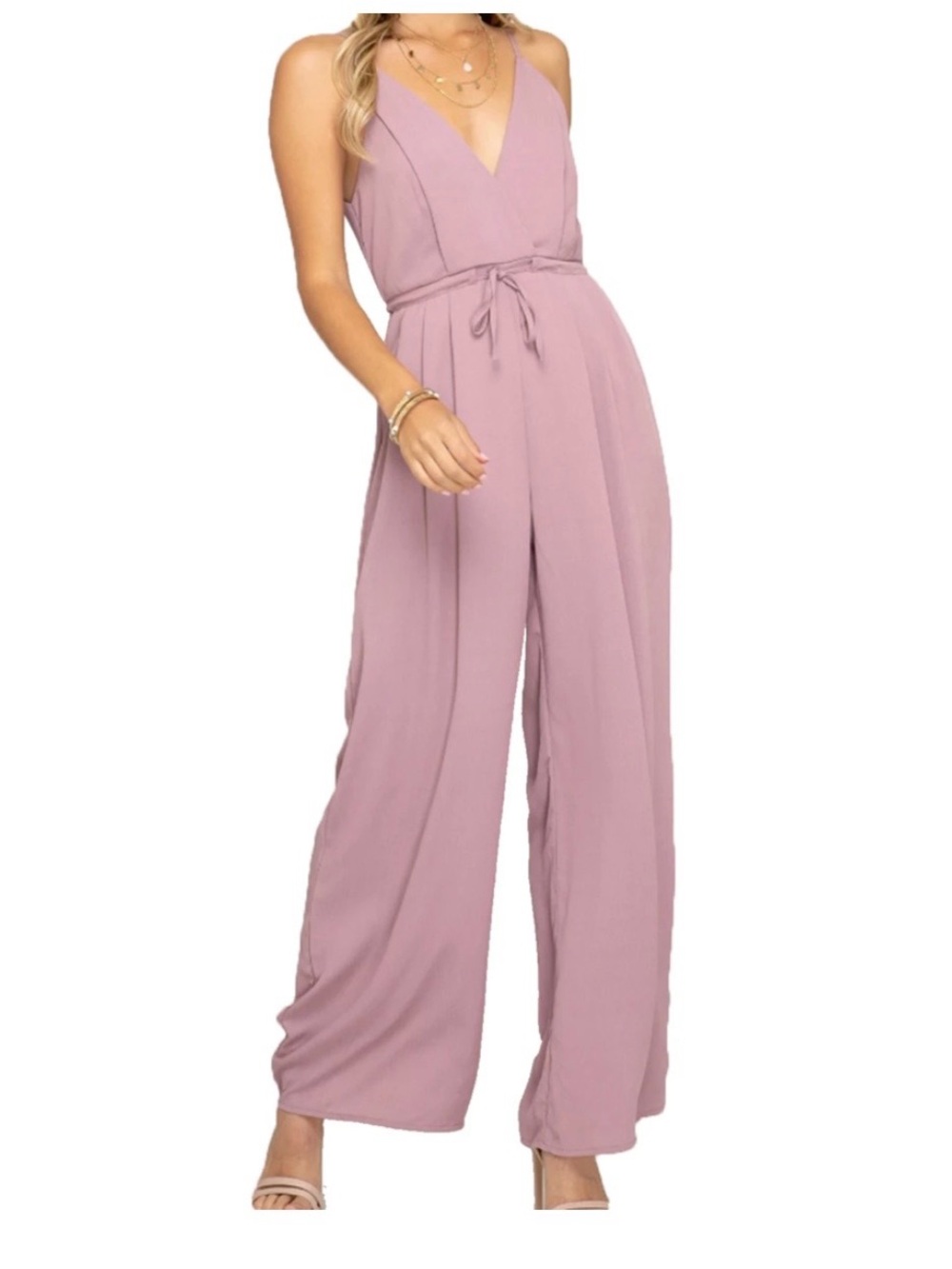 She + Sky Cami Jumpsuit with Wide Pleated Pants (no size tag)